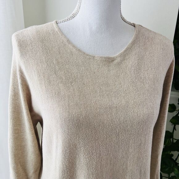 Michael Kors Beige Earthy Cozy Long Sleeve Blouse - Size Large - Picture 2 of 7